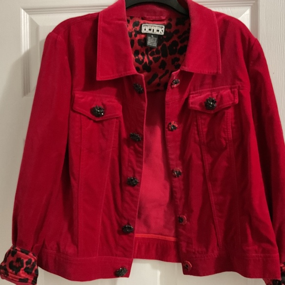 Vintage Berek Red Velvet Jacket, XL - Picture 4 of 6